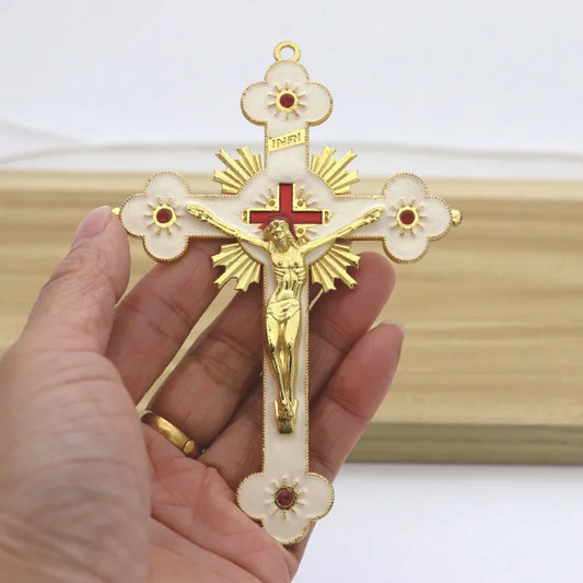 Handcrafted Orthodox Cross with Holy Embellishments