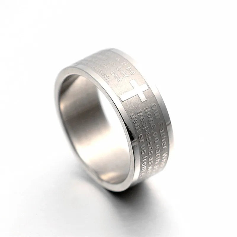 MOREDEAR Men Women Christian Cross Bible Ring Titanium Steel Rings Wedding Couple Ring Fine Jewelry Hot Sale JR2094