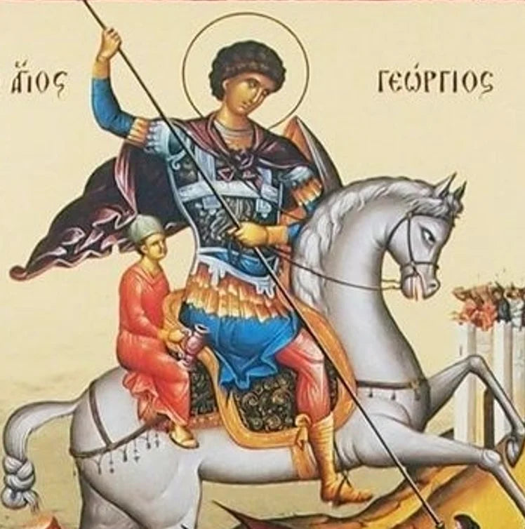 Divine Protectors: Saint George and Archangels Michael & Gabriel Byzantine Icon Collection