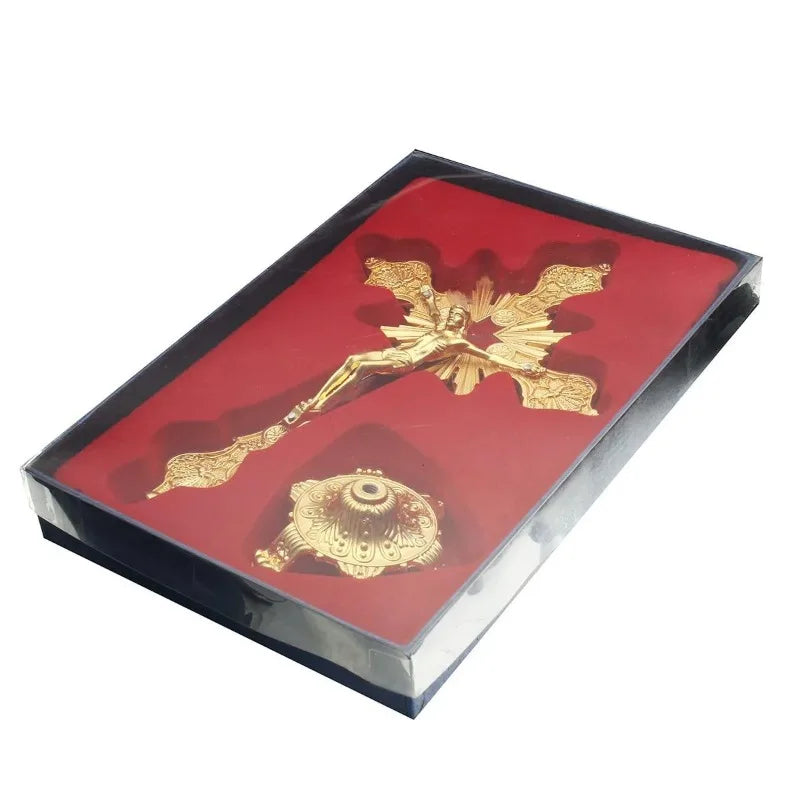 Golden Radiance Cross with Ruby Inlay