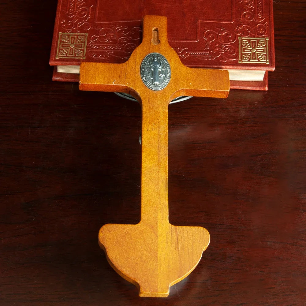 Illuminated Wall Crucifix with Holy Water Font