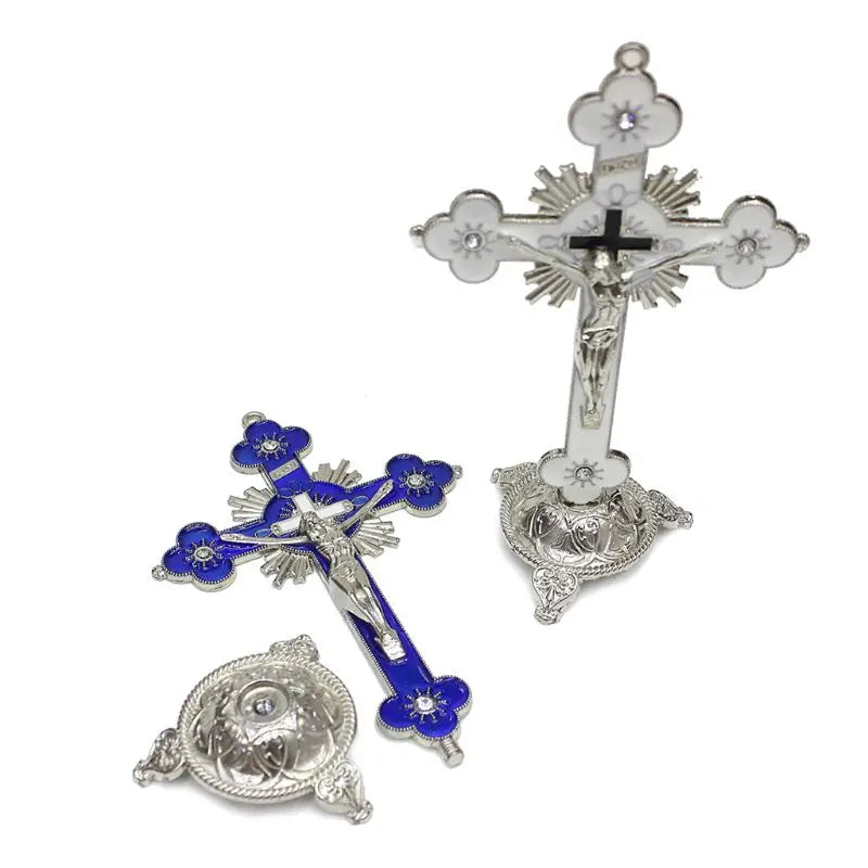 Enamel Cross with Radiant Accents