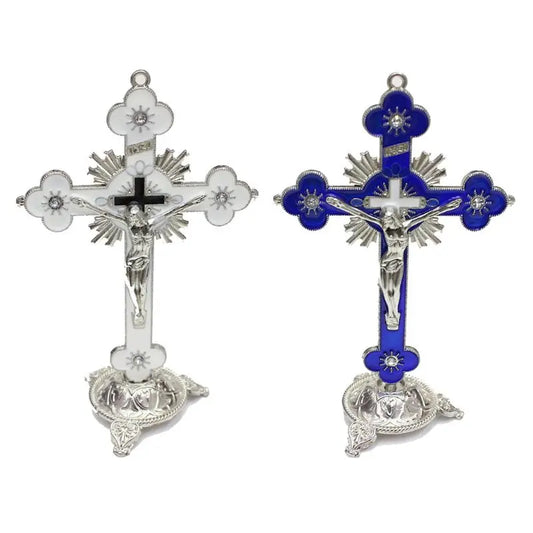 Enamel Cross with Radiant Accents