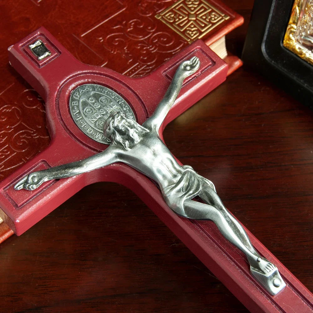 Illuminated Wall Crucifix with Holy Water Font