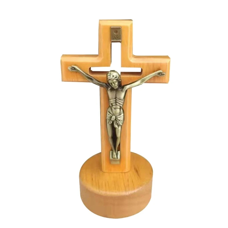 Sacred Wooden Crucifix with Metal Corpus