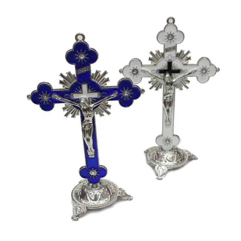 Enamel Cross with Radiant Accents