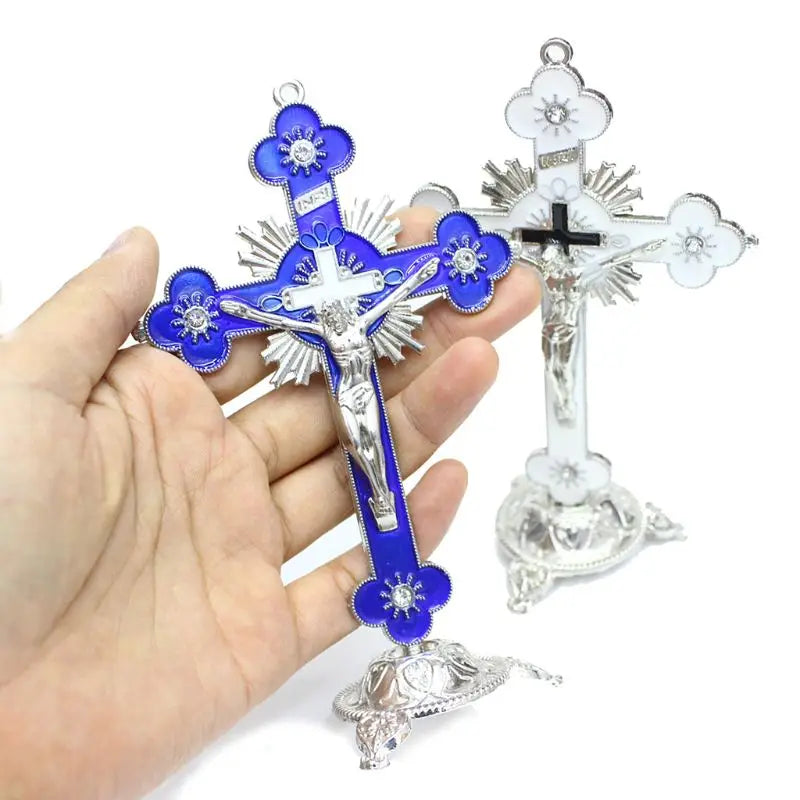 Enamel Cross with Radiant Accents