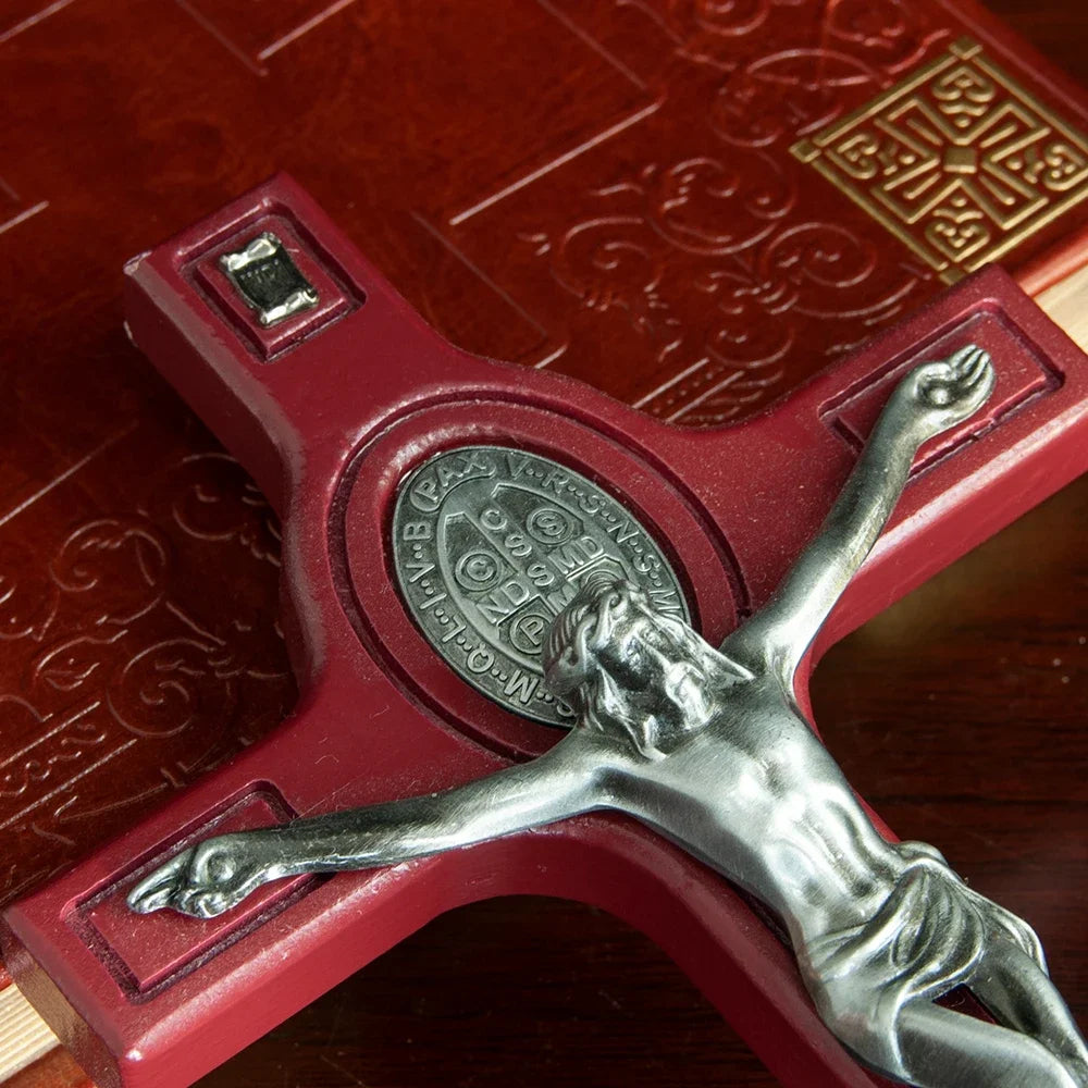 Illuminated Wall Crucifix with Holy Water Font