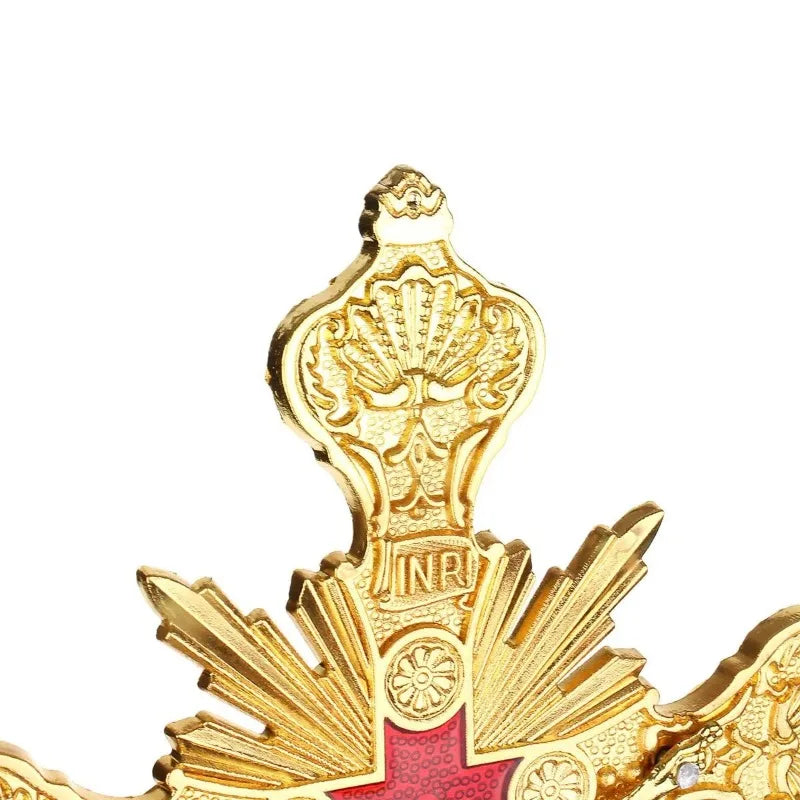 Golden Radiance Cross with Ruby Inlay