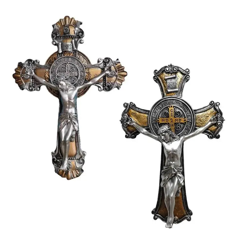 Resin Cross Jesus Crucifix Wall Decoration Religious Jewelry Pendant Making Prayer Hand Holding Cross Carved Holy Crucifix