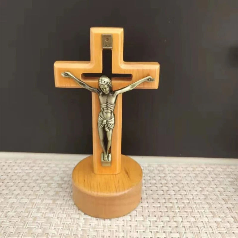 Sacred Wooden Crucifix with Metal Corpus