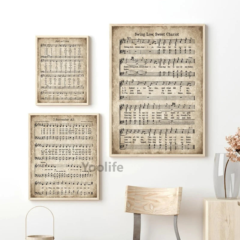 Hymns of Praise: Vintage Sheet Music Canvas Collection