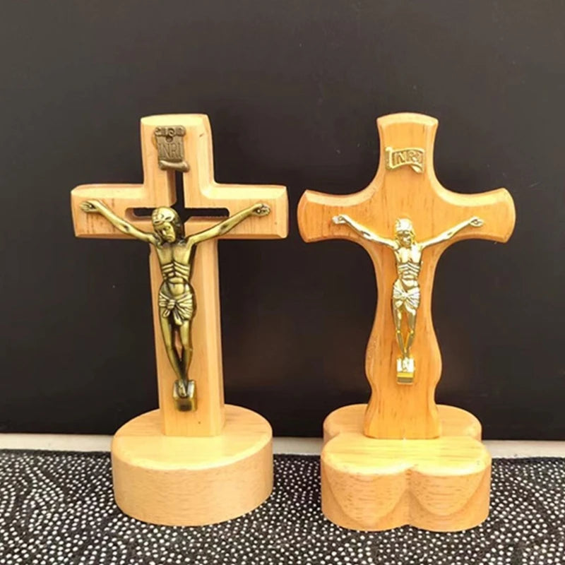 Sacred Wooden Crucifix with Metal Corpus