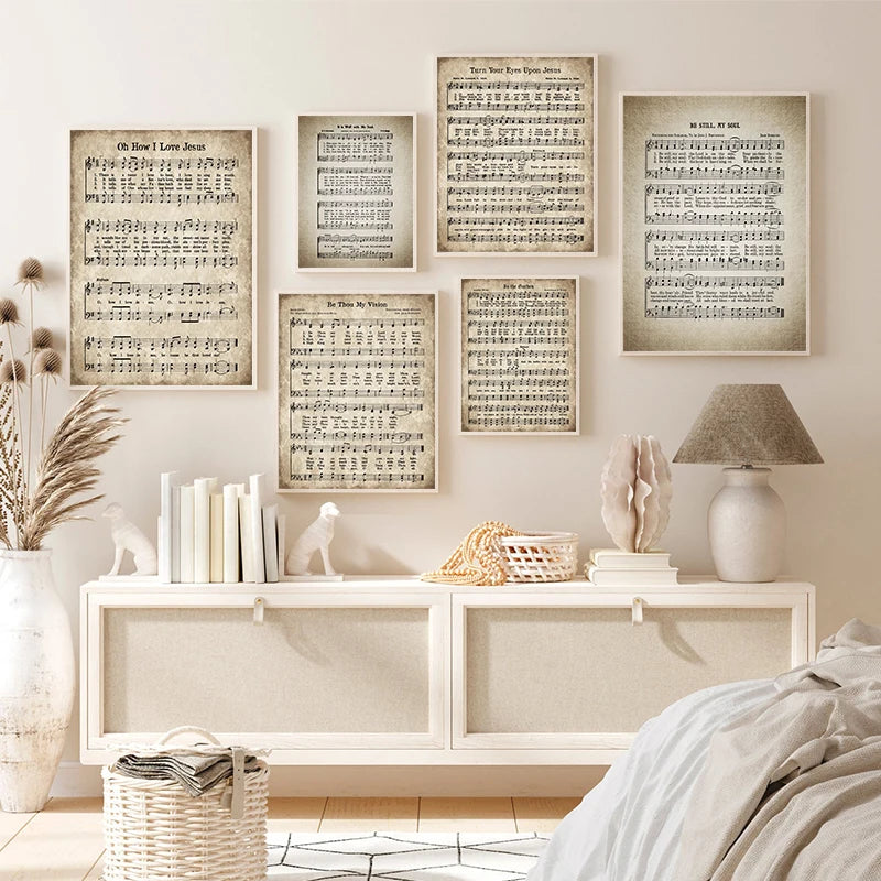 Hymns of Praise: Vintage Sheet Music Canvas Collection