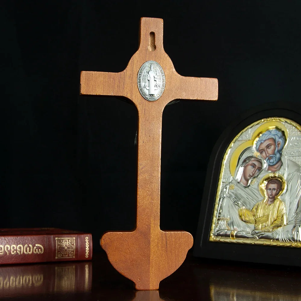 Illuminated Wall Crucifix with Holy Water Font