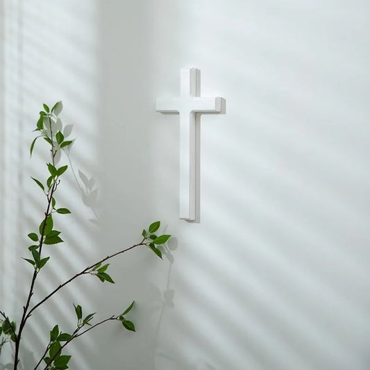 Immaculate White Wooden Wall Cross